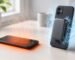 Overheating smartphone next to a phone with a magnetic phone cooler