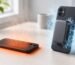 Overheating smartphone next to a phone with a magnetic phone cooler
